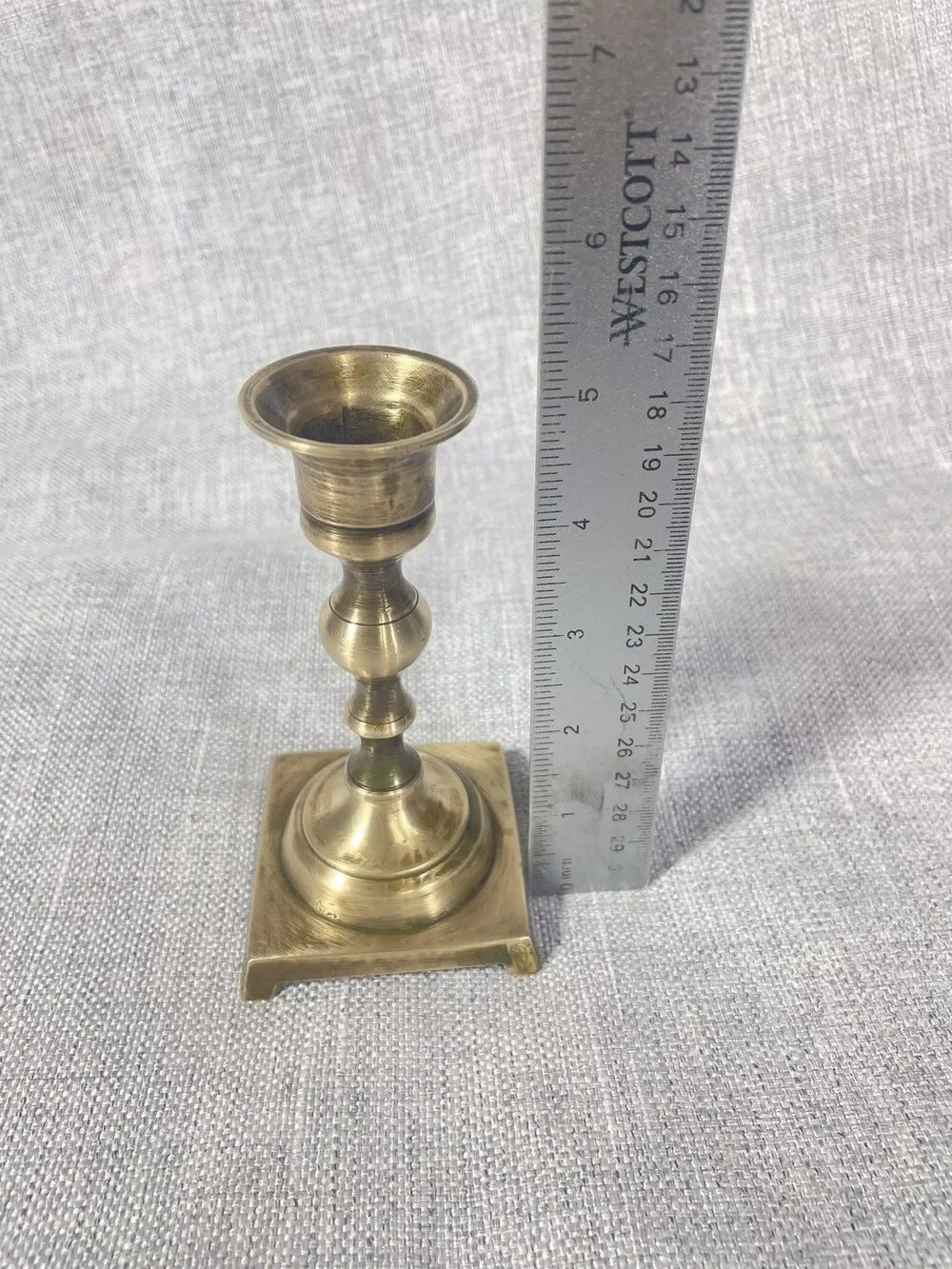 Vintage Solid Brass Candlestick 5” Tall Footed‎ Taper Candle Holders